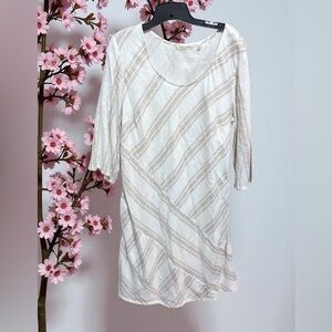 Soft Surroundings Beige With Brown Subtle Stripes Size XL